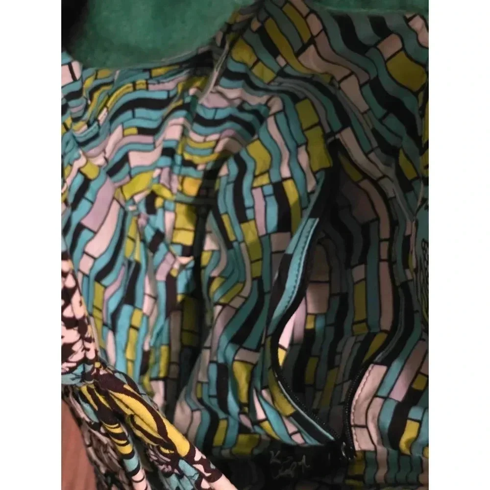 Vera Bradley Womens Tote Bag Island Bloom Teal‎ and Lime Green with Makeup Bag